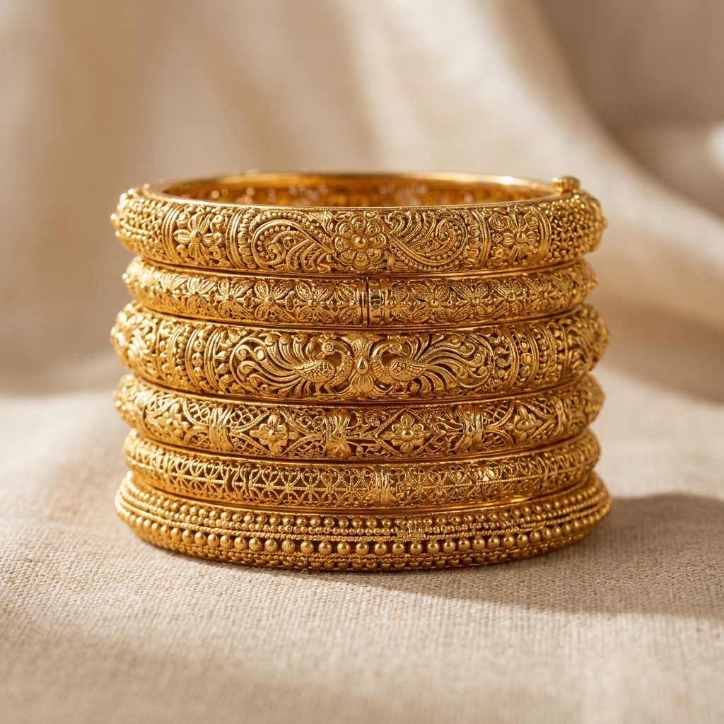 Antique Gold Bangle Stack