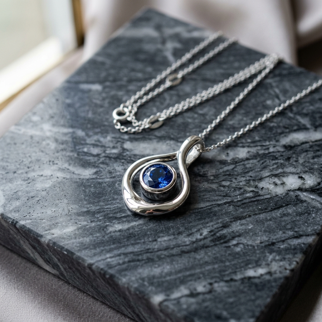 Sterling Silver Sapphire Pendant