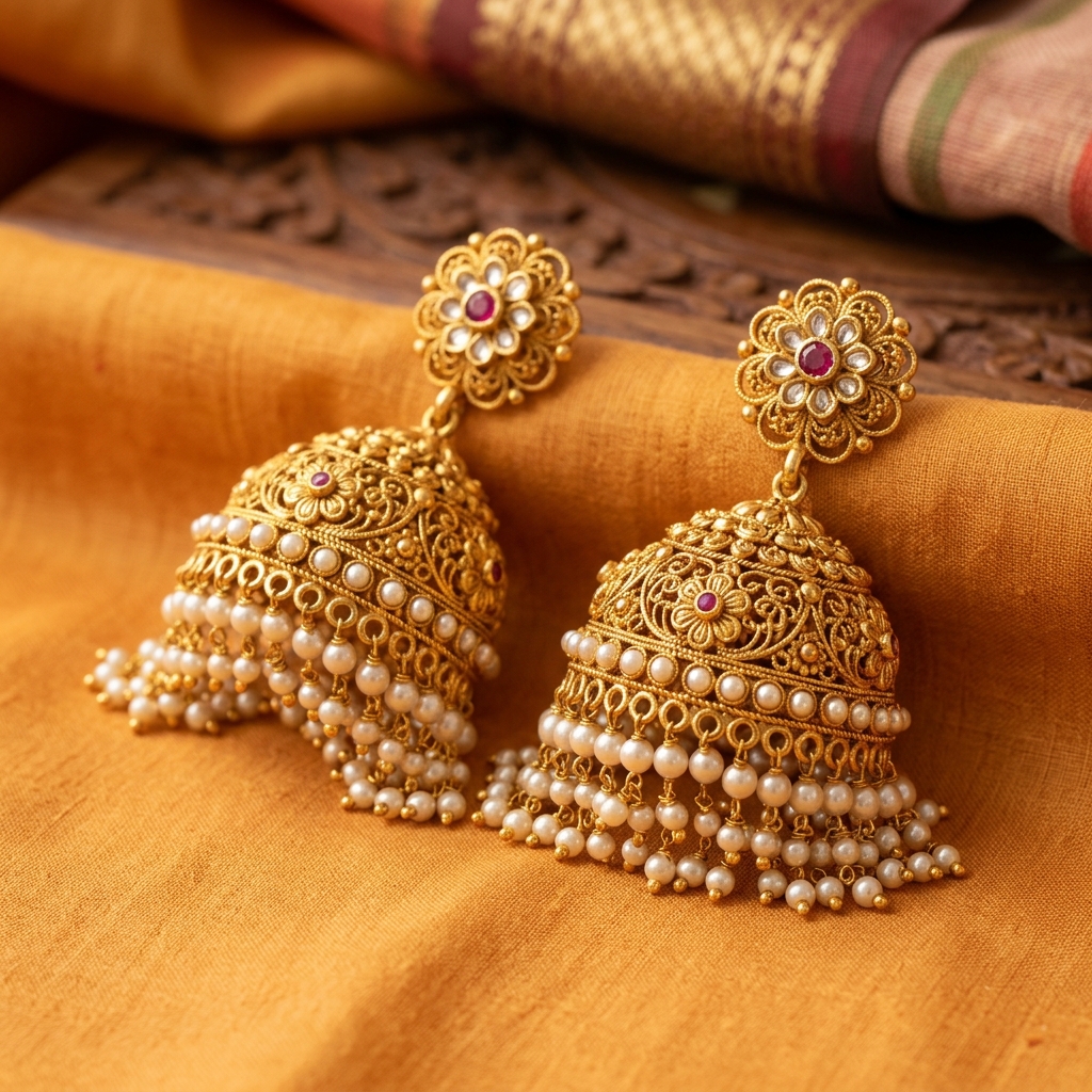 Classic Gold Jhumka Earrings
